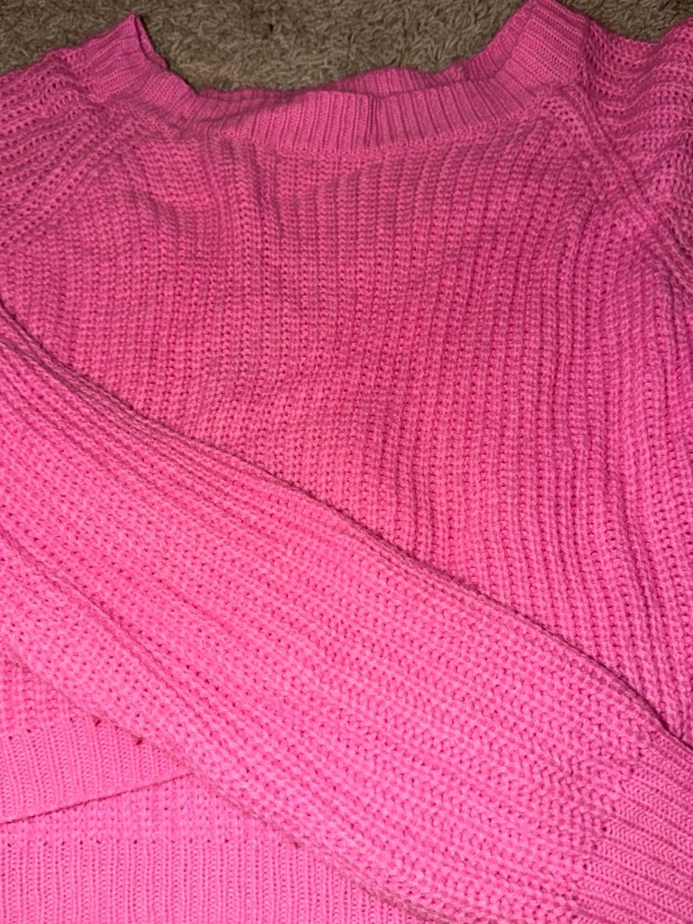 SHEIN Hot Pink Ribbed Crewneck Sweater